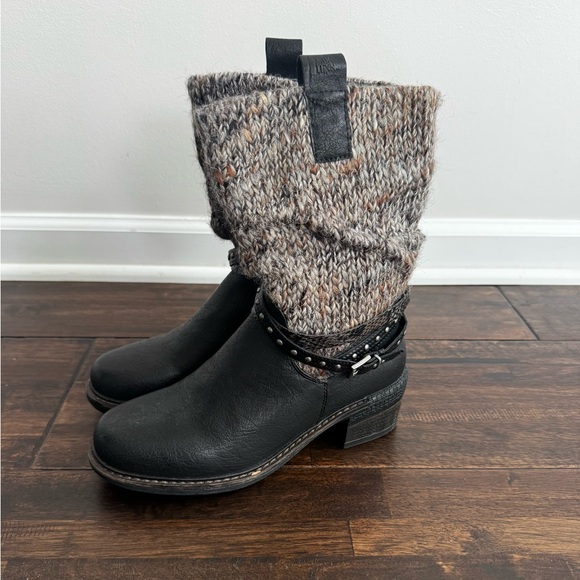 Muk Luks Brown and Tan Knit Top Boots - Picture 2 of 10